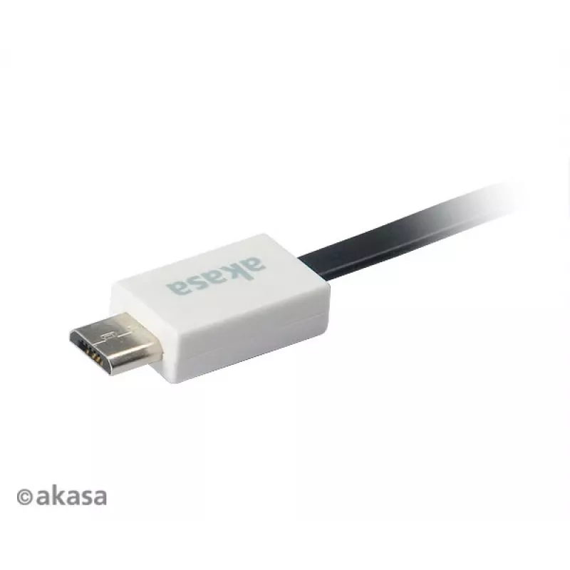 Akasa PROSLIM USB 2.0 -kaapeli pinkki Superslim Sync and Charge A - Micro B - 1m