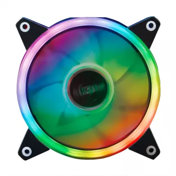 Akasa Vegas R7 120 mm RGB LED -tuuletin, 500-1500 kierr./min, 41,9 CFM, 23,8 dB(A), PWM, 4-pin RGB, ASUS Aura Sync, MSI Mystic Light Sync, Gigabyte Fusion