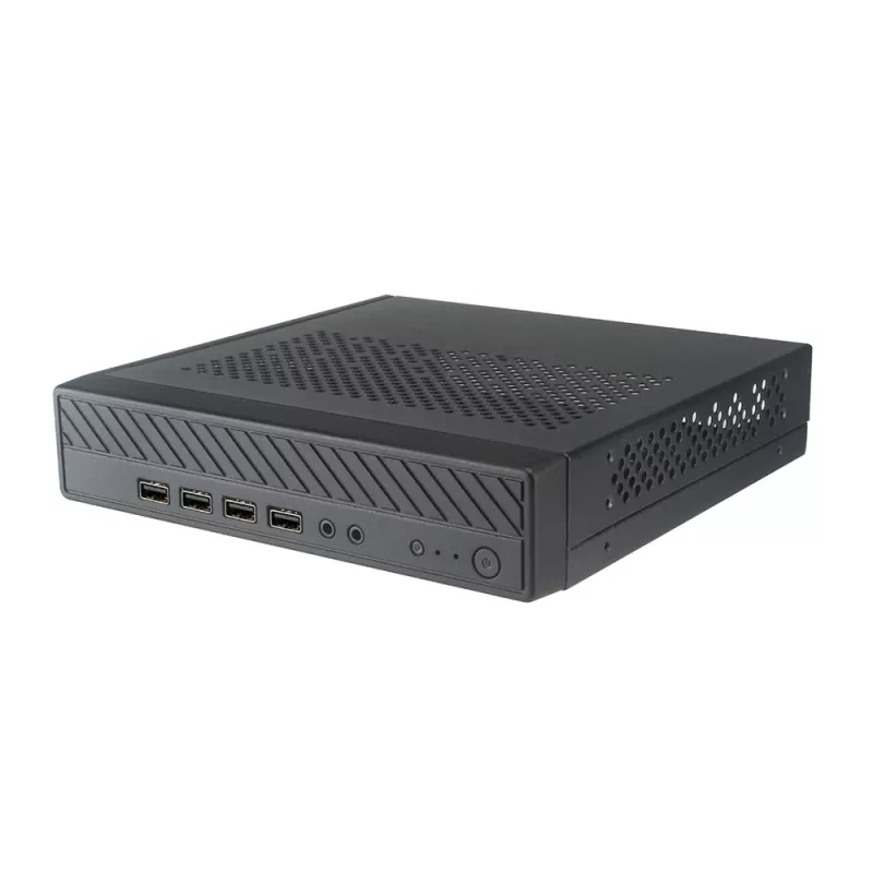 Akasa Cypher MX Thin Mini-ITX -kotelo, alumiini/SGCC, musta, 1x 2,5 tuuman HDD/SSD, VESA-kiinnitys