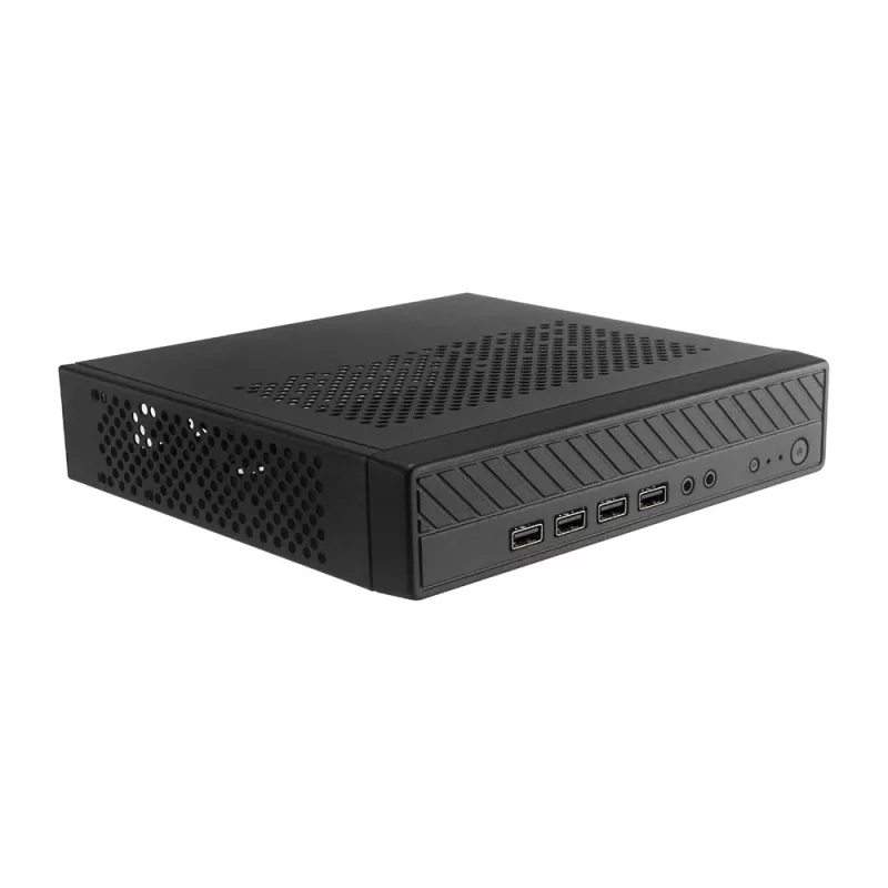 Akasa Cypher MX Thin Mini-ITX -kotelo, alumiini/SGCC, musta, 1x 2,5 tuuman HDD/SSD, VESA-kiinnitys