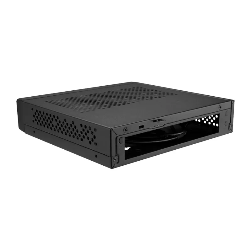 Akasa Cypher MX Thin Mini-ITX -kotelo, alumiini/SGCC, musta, 1x 2,5 tuuman HDD/SSD, VESA-kiinnitys