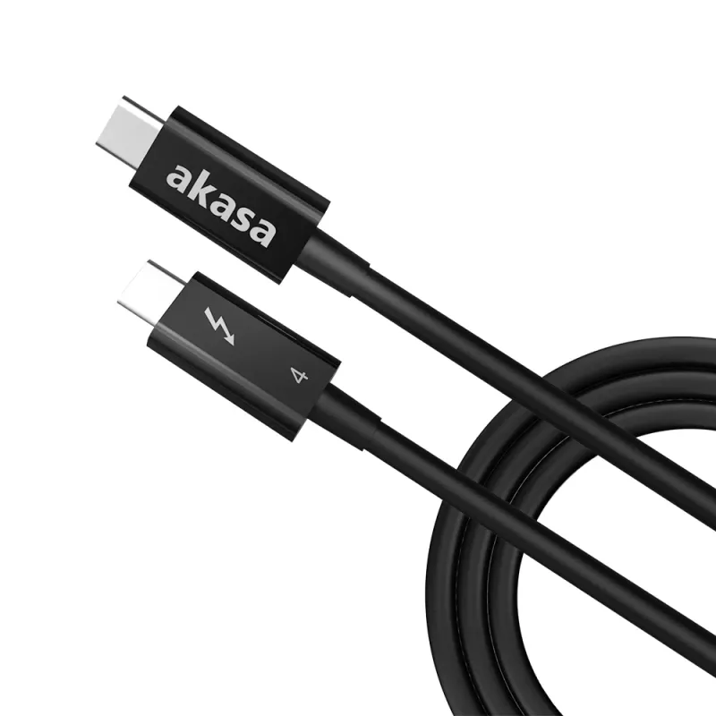 Akasa Thunderbolt 4 USB-C - USB-C -kaapeli 1 m 40 Gbps 100W PD 8K60Hz musta