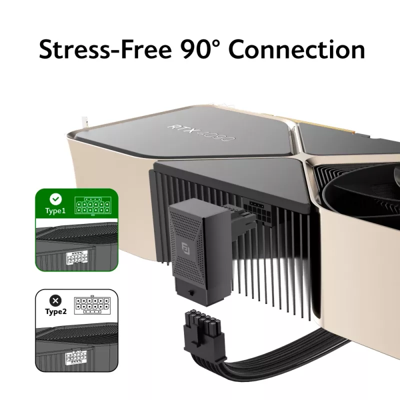 Akasa G-Nexus P16 Plus 90 astetta 12V-2x6 metallikuorinen GPU-virtasovitin - musta