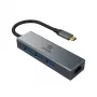 Akasa USB Type-C 4-in-1 -keskitin Ethernetillä 1 x RJ45 3 USB-A USB 3.2 Gen 1