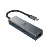Akasa USB Type-C 4-in-1 -keskitin Ethernetillä 1 x RJ45 3 USB-A USB 3.2 Gen 1