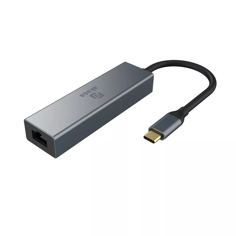 Akasa USB Type-C 4-in-1 -keskitin Ethernetillä 1 x RJ45 3 USB-A USB 3.2 Gen 1