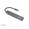 Akasa AK-CBCA22-18BK USB-C-moniporttisovitin - USB 3.2 Gen 1 Type-C - HDMI, RJ-45, USB-A - alumiini - musta - 18 cm