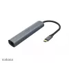 Akasa AK-CBCA22-18BK USB-C-moniporttisovitin - USB 3.2 Gen 1 Type-C - HDMI, RJ-45, USB-A - alumiini - musta - 18 cm