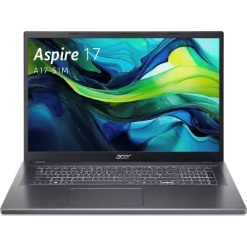 Acer Aspire 17 A17-51M kannettava - Intel Core 5 120U 1,4 GHz - 16 GB DDR5 RAM - 1 024 TB NVMe SSD - 17,3 inch Full HD LED - Windows 11 Pro - Intel Graphics - Wi-Fi 6E - Bluetooth 5.3 - hopea/musta
