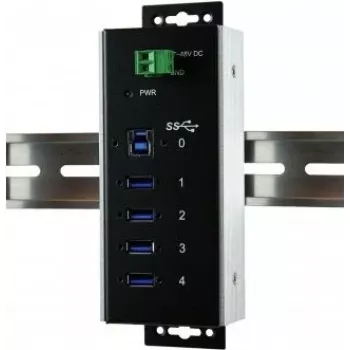EXSYS EX-1185HMVS-WT teollisuus-USB 3.2 Gen 1 -keskitin, 4-porttinen, DIN-kiskoasennus