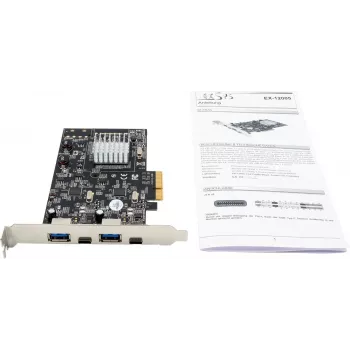 EXSYS EX-12005 PCI Express USB 3.2 Gen 2 (10 Gbit/s) 2-porttinen USB-A-isäntäohjainkortti Low-Profile-kiinnikkeellä
