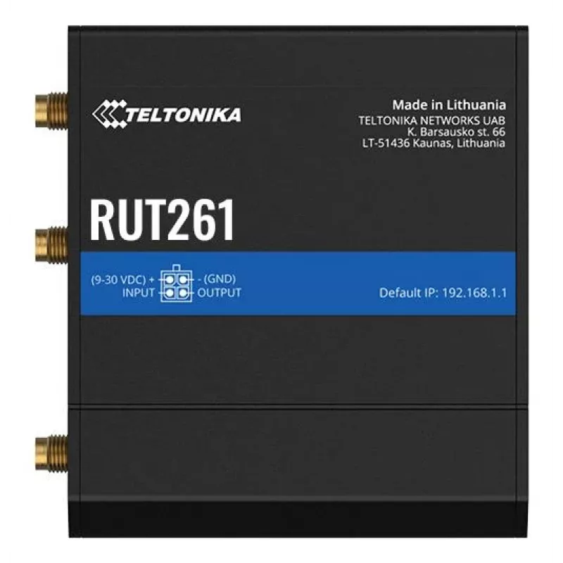 Teltonika teollinen reititin RUT261 - 4G LTE Cat 6, Wi-Fi 4, Dual SIM, EU-virtalähde