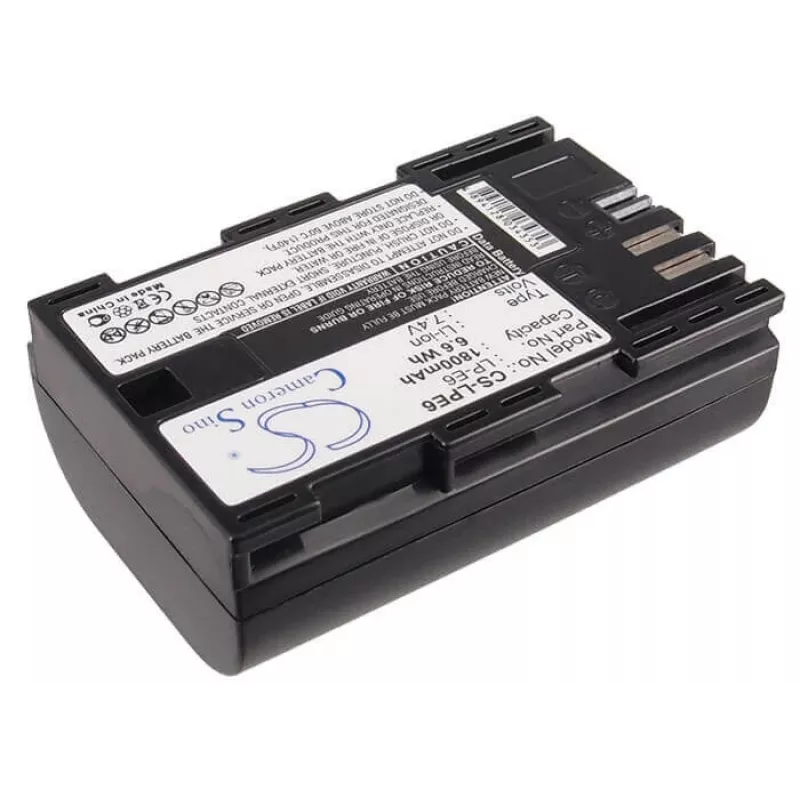 CAMERON SINO vaihtoakku CS-LPE6 sopii: Canon LP-E6/LP-E6N/LP-E6NH 1800mAh, 7,4V, Li-ion, musta