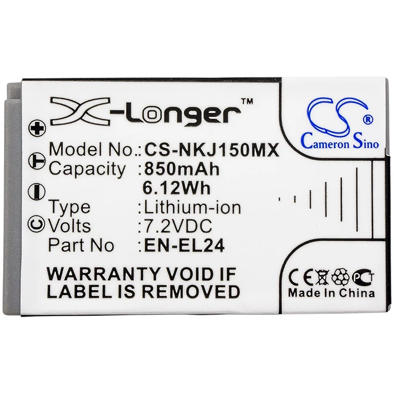 Cameron Sino CS-NKJ150MX vara-akku Nikon EN-EL24 (850mAh, 7,2V, Li-Ion)