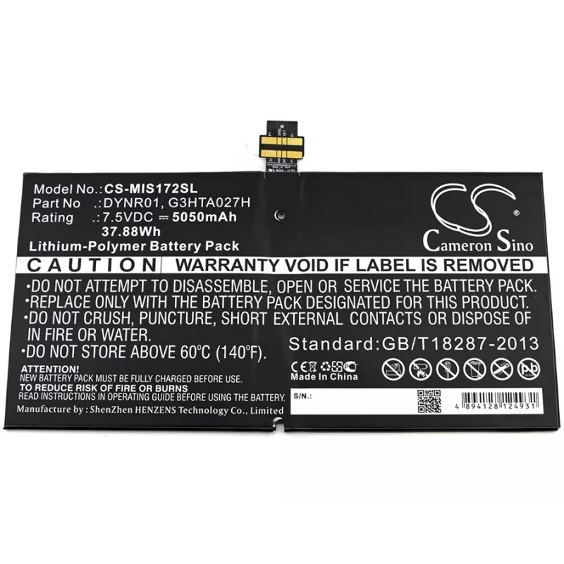 CAMERON SINO akku tyyppi DYNR01 G3HTA027H Microsoft Surface Pro 4 1724 / CS-MIS172SL