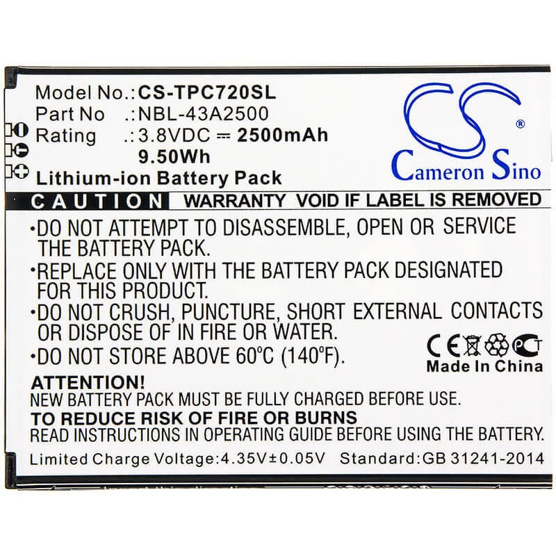 CAMERON SINO akku tyyppi TP-Link Neffos NBL-43A2500 C7s TP7051A TP7051C / CS-TPC720SL