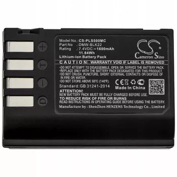 Cameron Sino vaihtoakku sopii: Panasonic DMW-BLK22 / DMW-BLK22GK, 2200mAh, 7,2V, Li-Ion