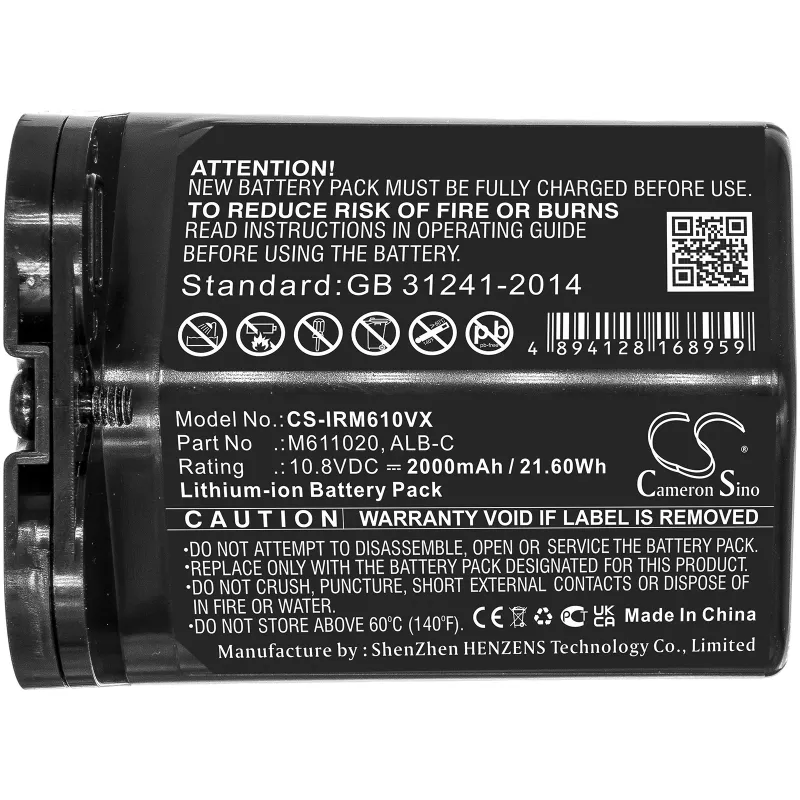 Cameron Sino akku tyyppi ALB-C M611020 ABL-C iRobot Braava Jet M6 (CS-IRM610VX)