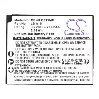 Cameron Sino CS-KLB015MC vara-akku Kodak LB-015, WPZ2 -laitteeseen, 3,7V 750mAh Li-Ion
