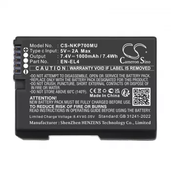 CAMERON SINO akku tyyppi EN-EL4 A E Nikon D2H D2Hs D2X D2Xs D3 D3S D3X F6 USB-C liitännällä / CS-NKP700MU
