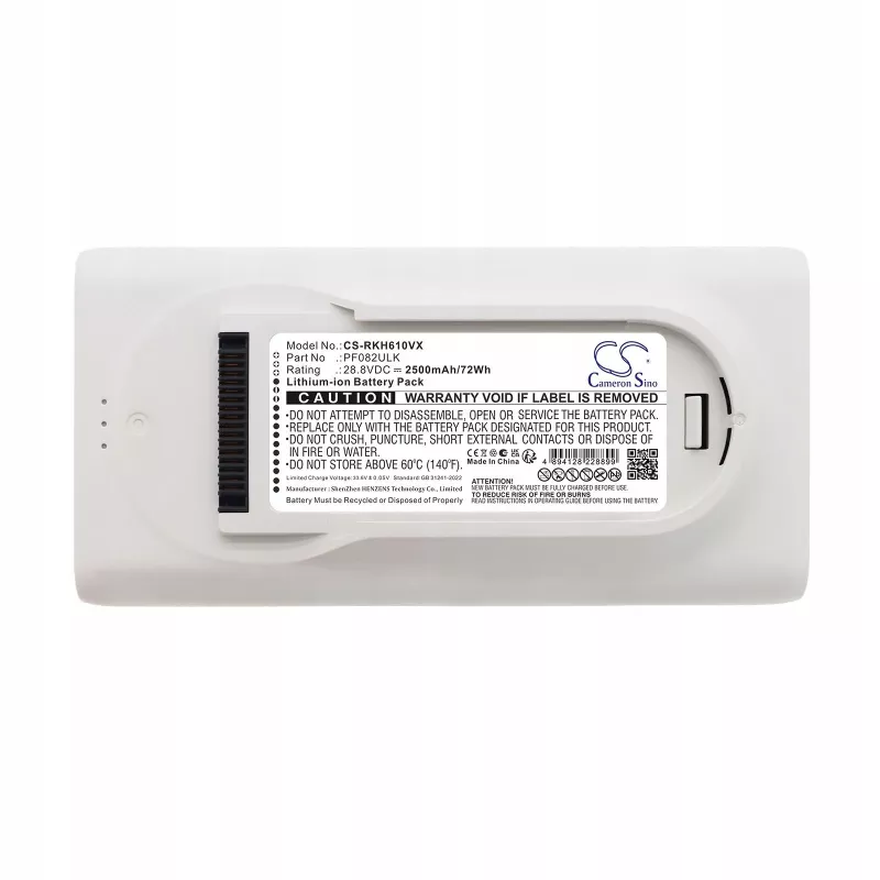 CAMERON SINO -varakku PF082ULK Roborock H60 Hub Pro 2500mAh / CS-RKH610VX