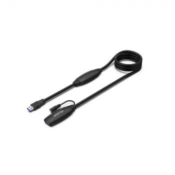 UNITEK USB 3.1 -aktiivinen jatkokaapeli 15m, signaalinvahvistin, musta