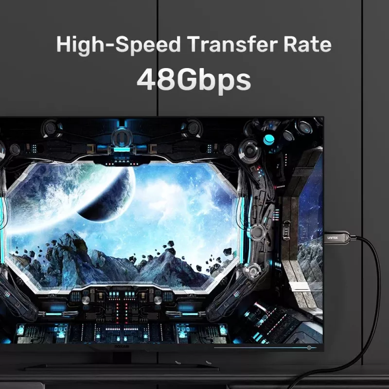 UNITEK Active Optical HDMI 2.1 -kaapeli 8K 120Hz 70m musta