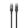 UNITEK USB-C - USB-C -kaapeli 60W PD 480Mbps LED-näytöllä 3m punottu musta
