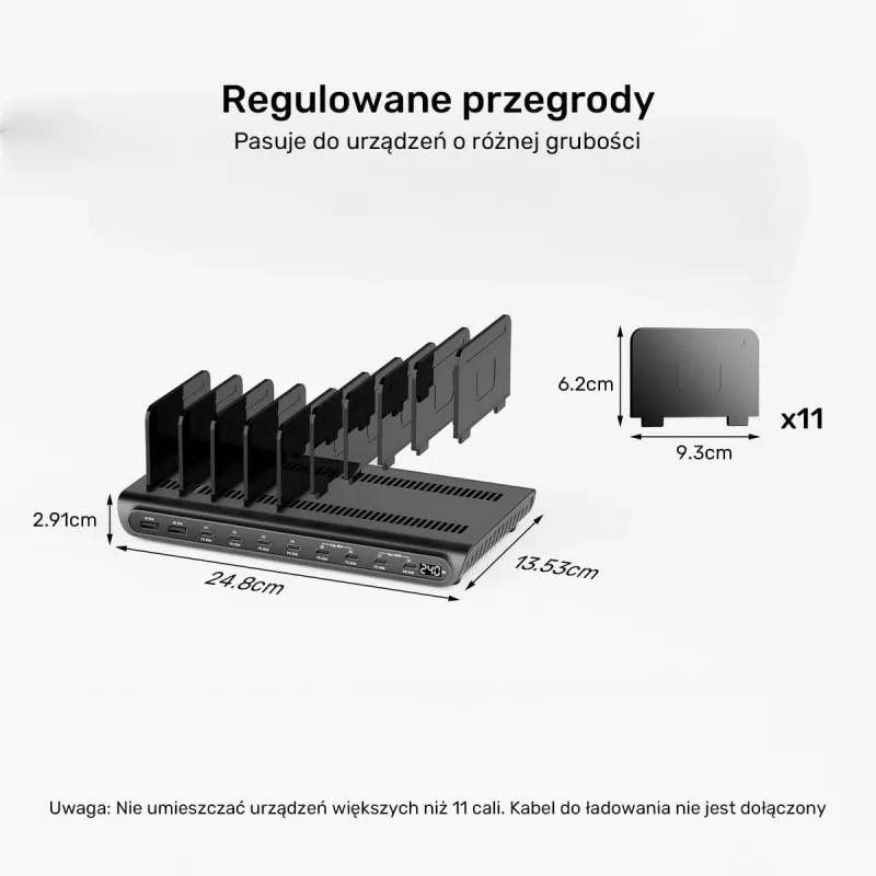 UNITEK 10-porttinen USB-C & USB-A 240W -latausasema