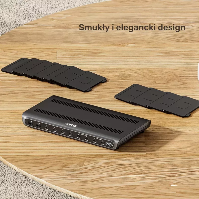UNITEK 10-porttinen USB-C & USB-A 240W -latausasema