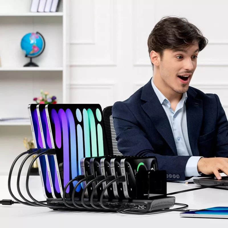 UNITEK 10-porttinen USB-C & USB-A 240W -latausasema