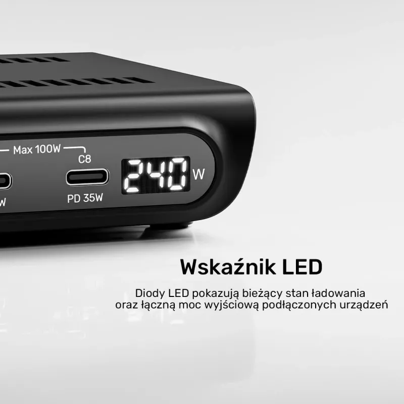 UNITEK 10-porttinen USB-C & USB-A 240W -latausasema