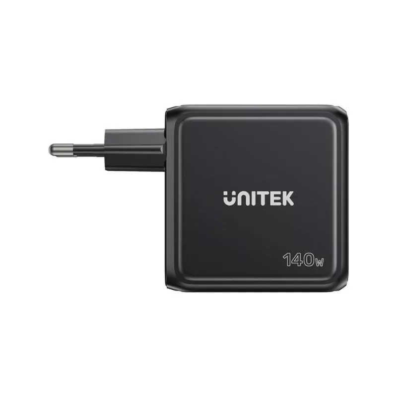 UNITEK GaN-laturi näytöllä 140W 3xUSB-C 1xUSB-A PD3.0 QC4.0 musta