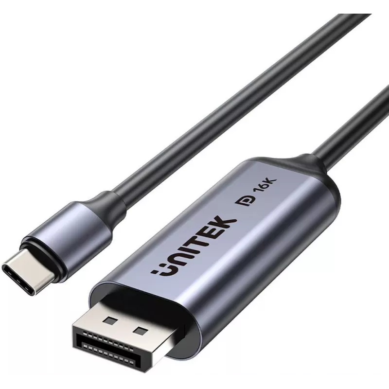 UNITEK kaksisuuntainen USB-C–DisplayPort-kaapeli 16K 80Gbps HDR 1,8m