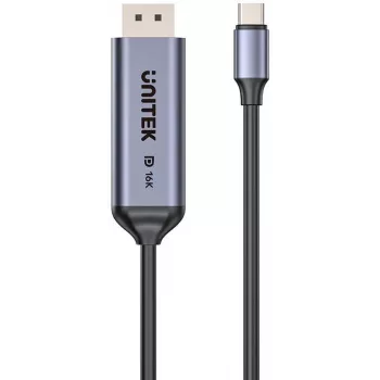 UNITEK kaksisuuntainen USB-C–DisplayPort-kaapeli 16K 80Gbps HDR 1,8m
