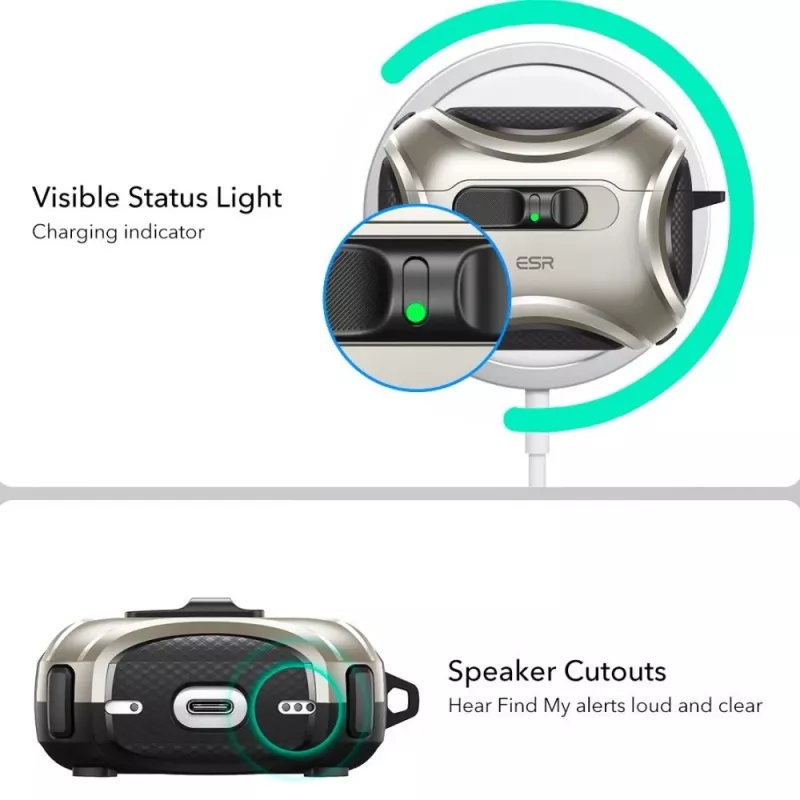 ESR Cyber FlickLock HaloLock MagSafe -suojakotelo Apple AirPods Pro 3:lle, titaani