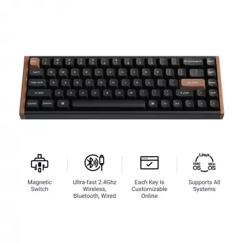 Keychron K6H-J1 65% Magnetic musta langallinen mekaaninen näppäimistö Gateron Hall Effect -kytkimillä