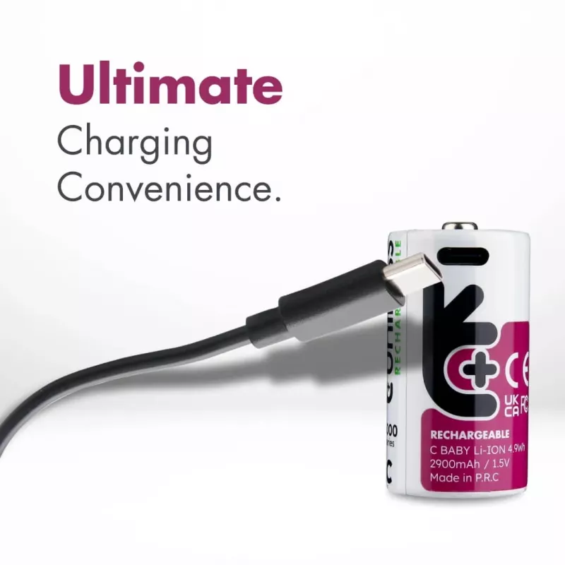Uniross USB-C C/HR14 akku litiumioni 3000mAh, 2 kpl:n pakkaus