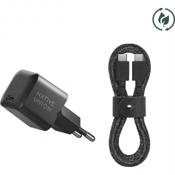Native Union 30W USB-C pikalaturi GaN musta + USB-C kaapeli Cos.