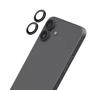 LAUT Ring kameralinssin suojus Apple iPhone 16 / 16 Plus -puhelimelle - musta