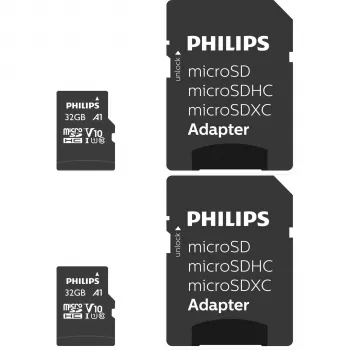 Philips MicroSDHC 2 kpl:n pakkaus 32GB Class 10 UHS-I U1 sis. adapterin