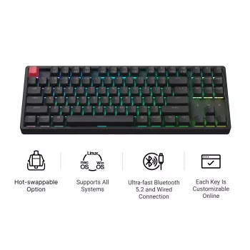 Keychron K8X-J3 80% TKL Brown Switch RGB Hot-Swap musta