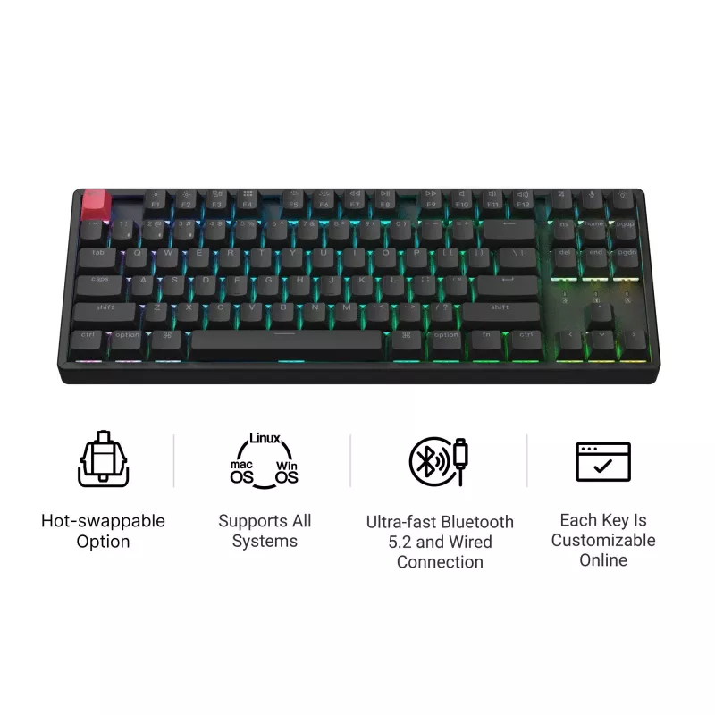 Keychron K8X-J3 80% TKL Brown Switch RGB Hot-Swap musta