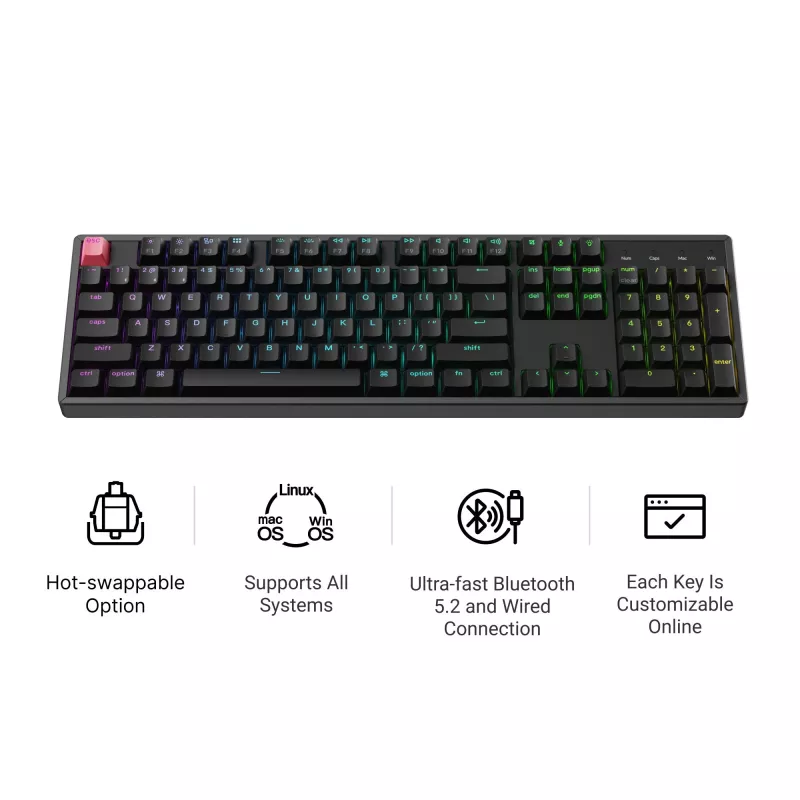 Keychron K10X-H4 Full Size Banana Switch RGB Hot-Swap mekaaninen näppäimistö
