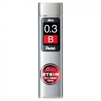 Pentel Ain Stein lyijytäytteet - B - harmaa - 0,3 mm - 60 mm - 15 kpl