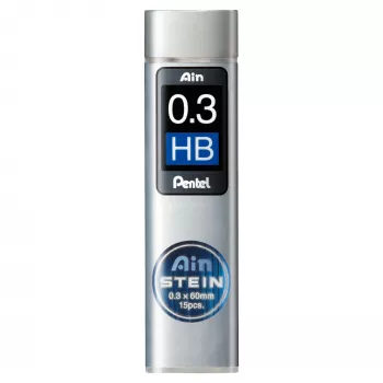 Pentel AinStein HB 0,3 mm lyijytäytteiden täyttöpakkaus, harmaa, 15 täytettä