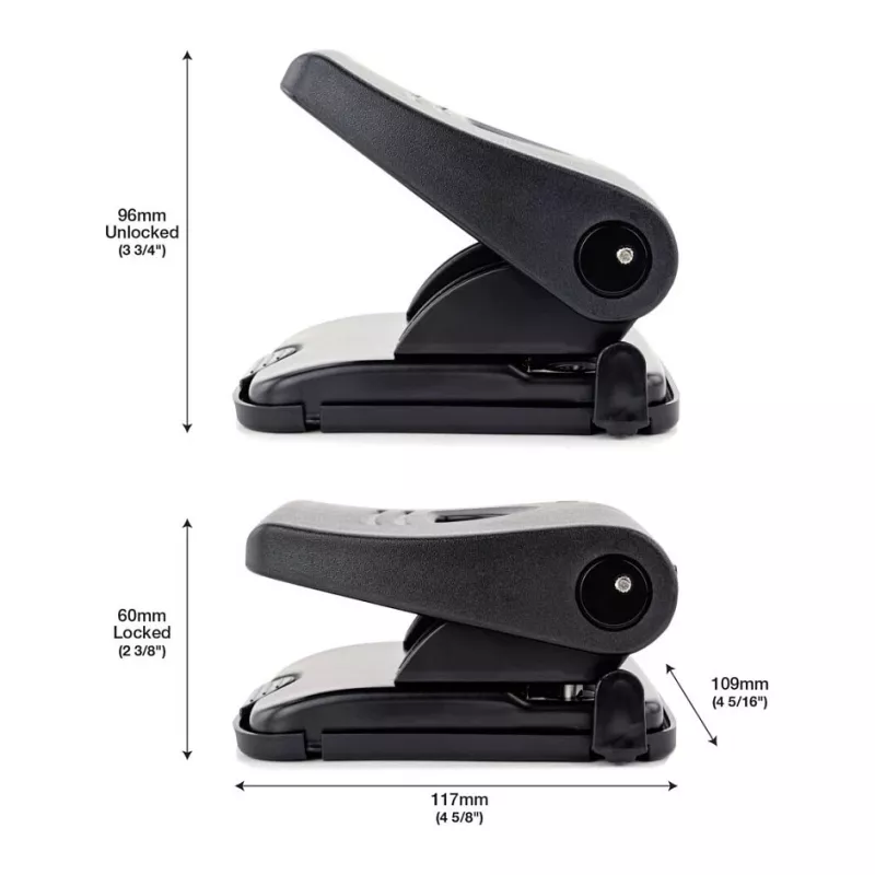 Rapesco 827-P PF827PB2 2-reikälävistin, 30 arkkia, musta