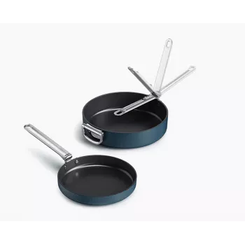 Joseph Joseph Space Fold Handle keraaminen tarttumaton 2-osainen sininen paistinpannusarja