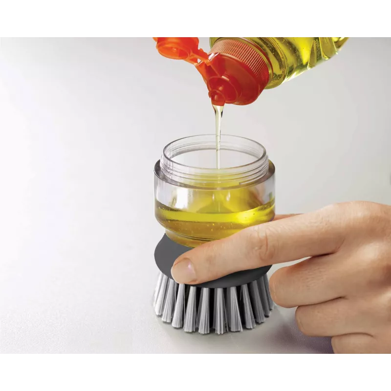 Joseph Joseph Palm Scrub Grey astianpesuharja integroidulla astianpesuaineannostelijalla