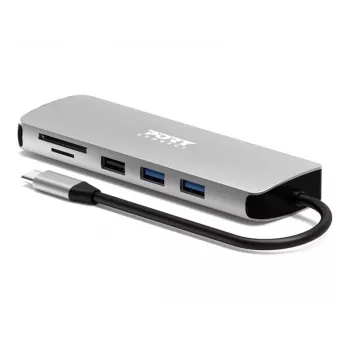 PORT Designs USB-C 9-in-1 -telakointiasema 4K HDMI:llä ja 85W PD:llä - Space Grey